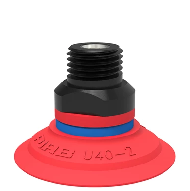 0101606派亚博吸盘Suction cup U40-2 Silicone,1/4寸 NPT male,with mesh filter适用于搬运带平整或浅凹表面的工件-派亚博吸盘派亚博真空发生器piab吸盘
