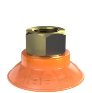 0118986派亚博吸盘Suction cup FCF50P Polyurethane 55/60, G3/8寸female专为平坦和略凸的油质表面而设计，如冲压生产线中常见的金属板材搬运。吸盘带有支撑夹板，可有效防止工件变形。-派亚博吸盘派亚博真空发生器piab吸盘