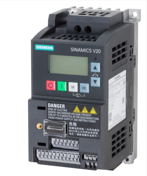 6SL3210-5BB11-2BV1�����ӱ�Ƶ��SINAMICS V20 200-240V 1AC -10/+10% 47-63Hz��ƹ���0.12kW��60�� 150 % ���ؼ����˲���C1 I/O��4 DI��2 DO��2 AI��1��ģ������ֳ�����:USS/MODBUS RTU��װ�л���������屣����IP20/ UL���ųߴ磺AA68x142x108����x��x�-������PLC�����ӱ�Ƶ�������ӵ��