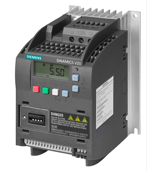 6SL3210-5BE15-5CV0�����ӱ�Ƶ��SINAMICS V20 380-480V 3AC -15/+10 % 47-63Hz��ƹ���0.55kW��60��150%���ؼ����˲���C3I/O��4DI��2DO��2AI��1��ģ������ֳ����ߣ�USS/MODBUS RTU��װ�л���������屣����IP20/ UL���ųߴ磺A90x150x146����x��x�-������PLC�����ӱ�Ƶ�������ӵ��