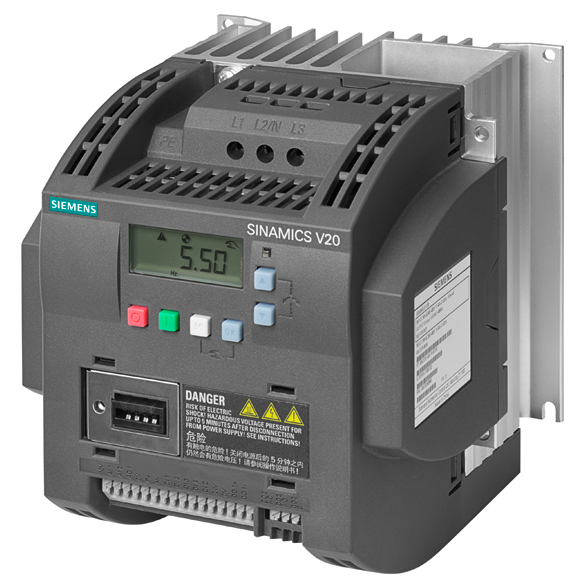 6SL3210-5BE23-0UV0�����ӱ�Ƶ��SINAMICS V20 380-480V 3AC -15/+10 % 47-63Hz�����3kW��60��150%����δ����I/O��4DI��2DO��2AI��1��ģ������ֳ����ߣ�USS/MODBUS RTU��װ�л���������屣����IP20/ UL���ųߴ磺B140x160x165����x��x�-������PLC�����ӱ�Ƶ�������ӵ��